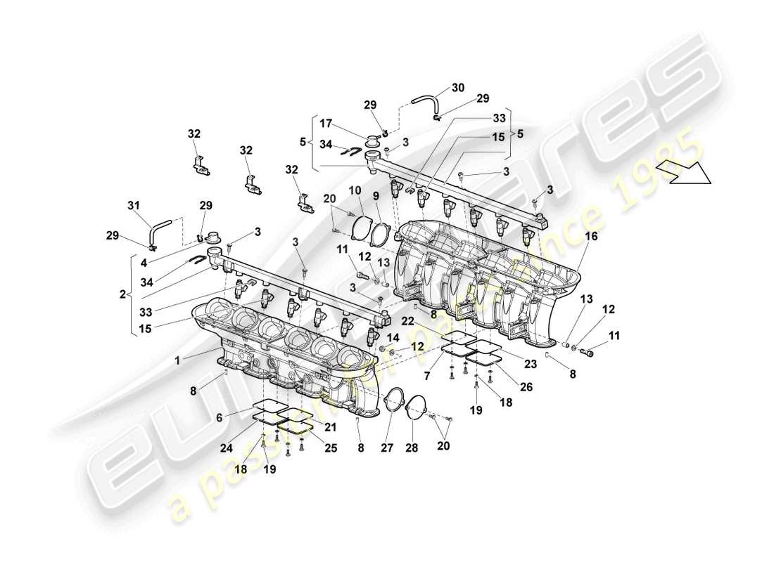 lamborghini lp640 roadster (2008) ansaugsystem - teilediagramm