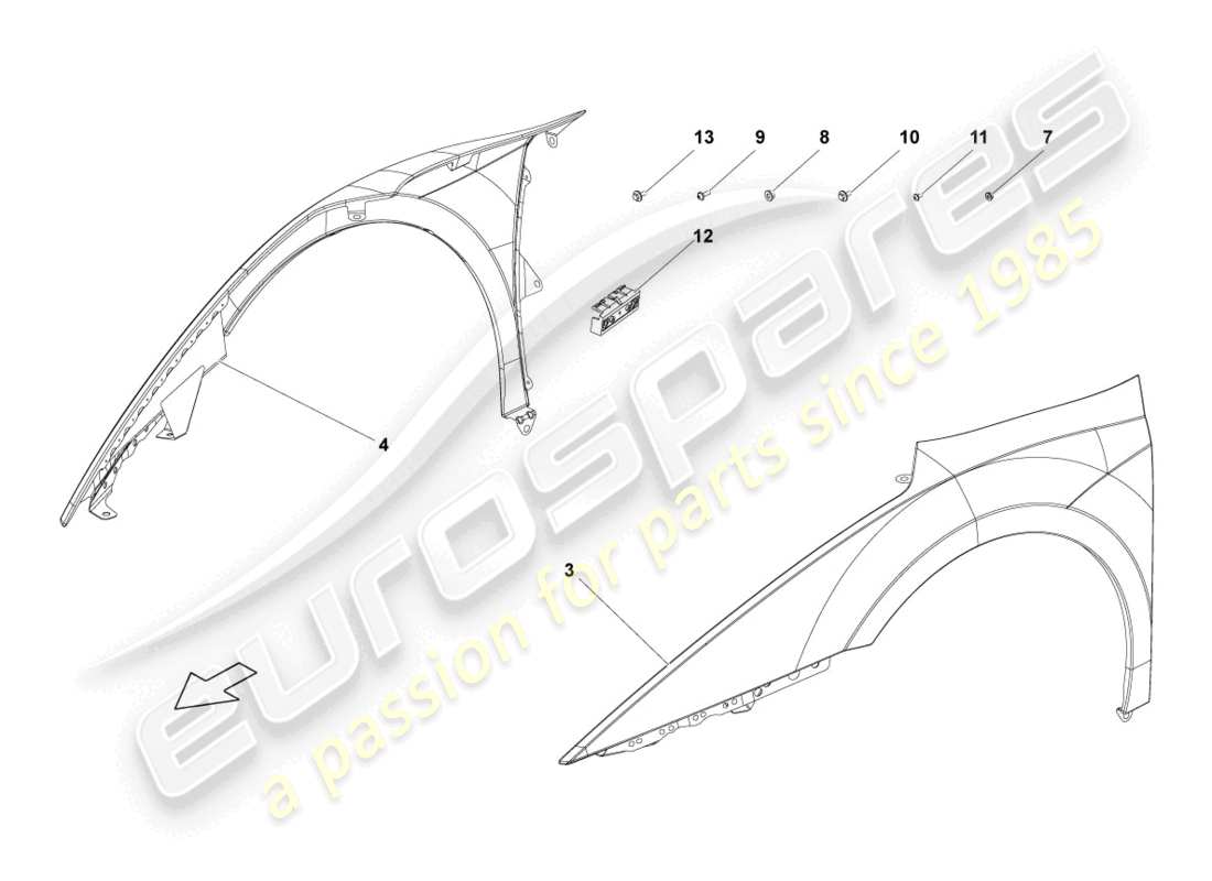 lamborghini lp560-4 spider (2009) wing front teilediagramm