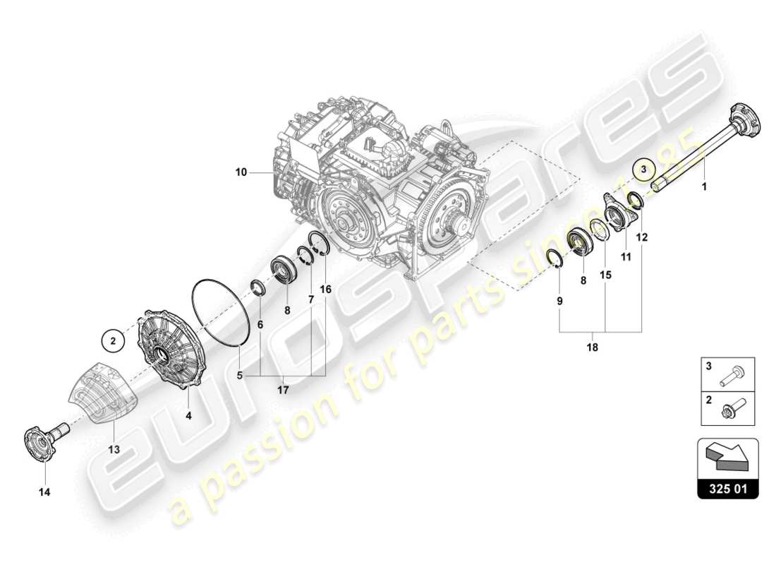 lamborghini evo coupe (2022) flanschwelle mit lager ersatzteildiagramm