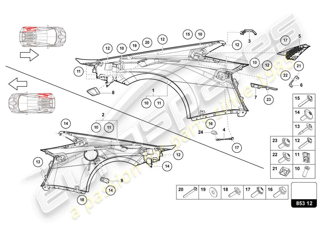 lamborghini sto (2022) flügel teilediagramm