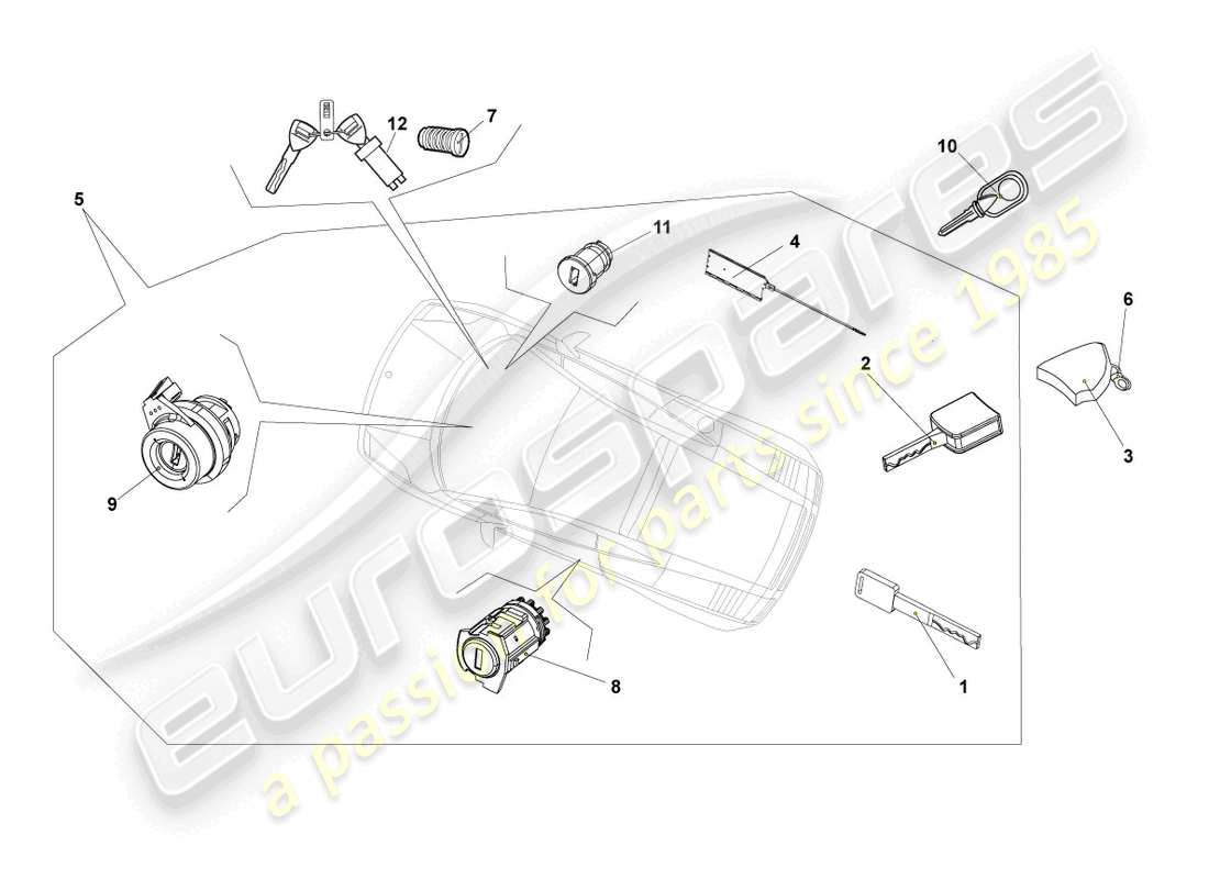 lamborghini lp550-2 coupe (2013) schlosszylinder ersatzteildiagramm