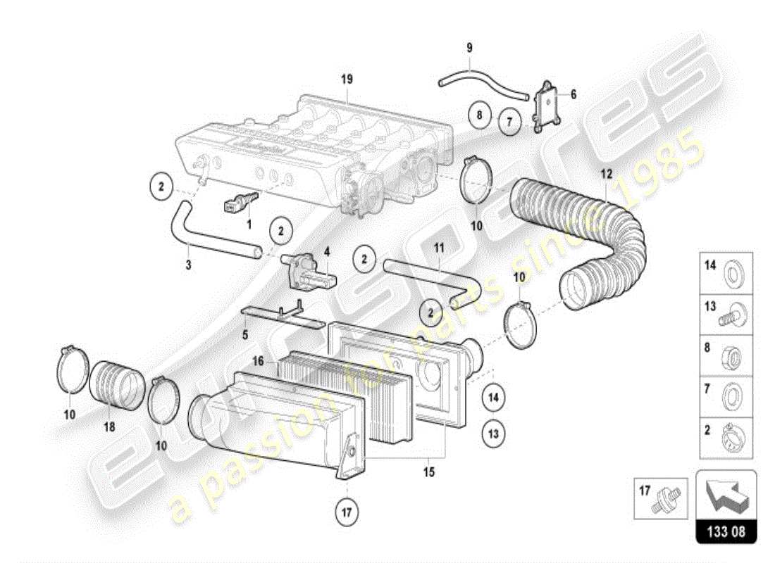 lamborghini diablo vt (1995) luftfilter teilediagramm