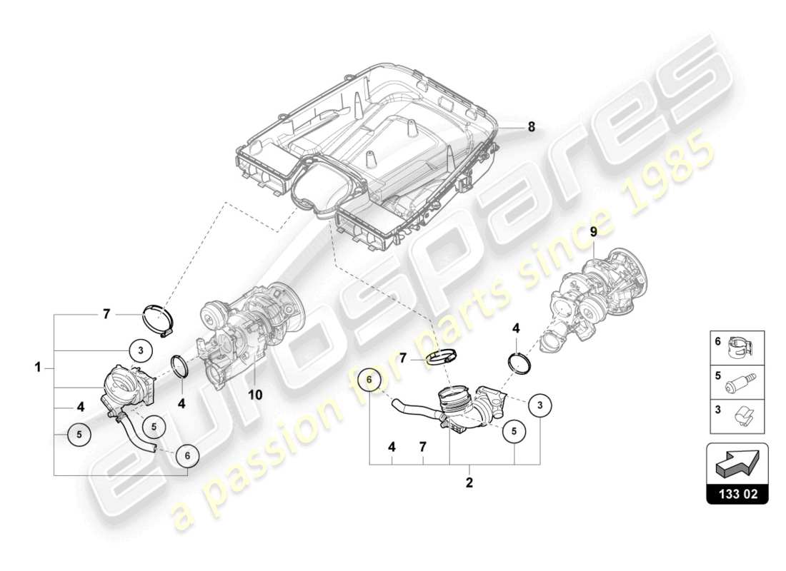 lamborghini urus s (2023) ansauganschluss teilediagramm