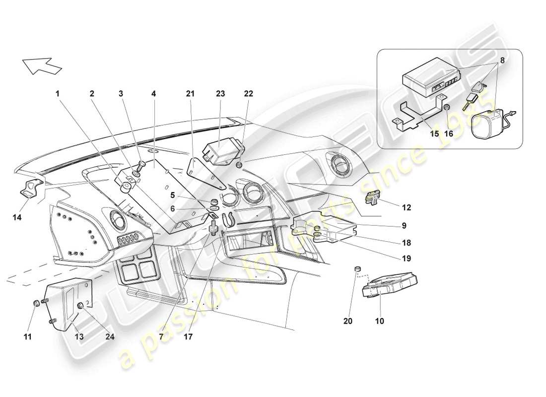 lamborghini lp640 coupe (2010) steuermodule für elektrische systeme ersatzteildiagramm
