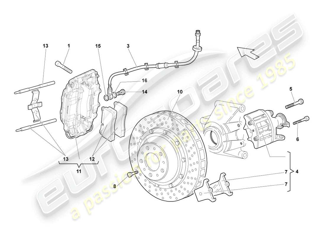 lamborghini lp640 roadster (2010) scheibenbremse hinten, ersatzteildiagramm