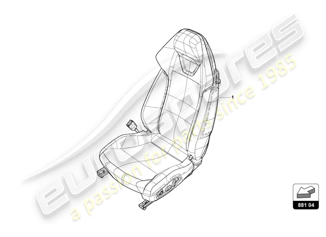 lamborghini evo spyder 2wd (2022) sitz 'standard trim' ersatzteildiagramm
