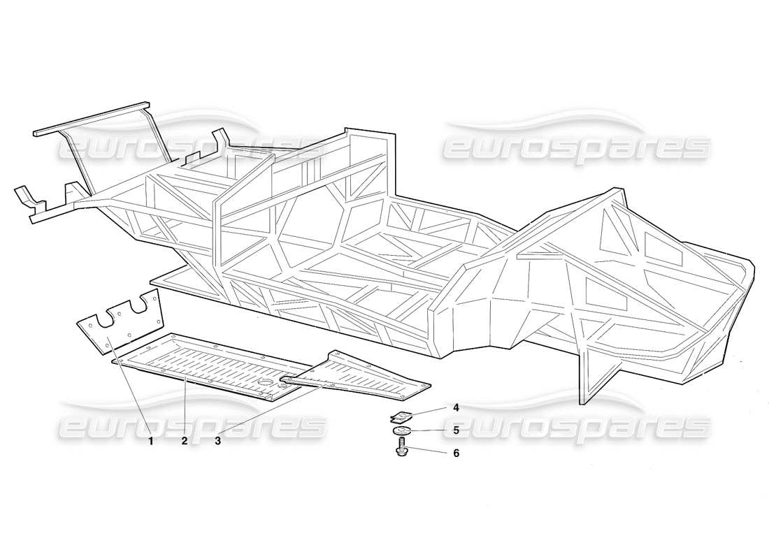 lamborghini diablo sv (1997) rahmenelemente (gültig für japan – märz 1997) teilediagramm