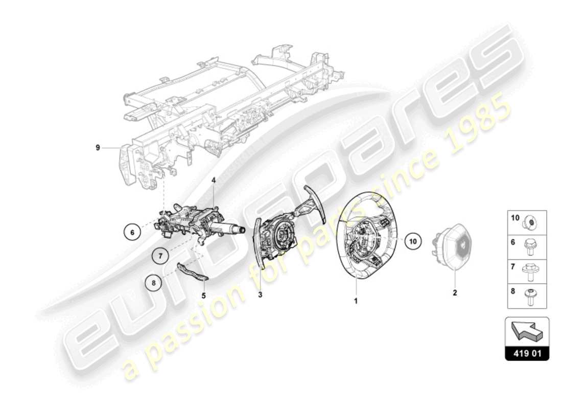 lamborghini evo spyder (2024) lenksystem teilediagramm