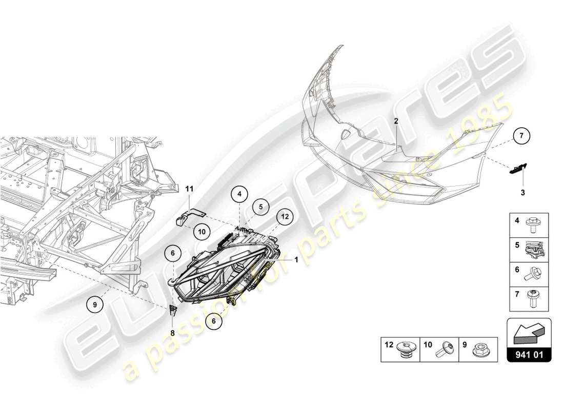 lamborghini evo spyder (2024) led-scheinwerfer vorne teilediagramm