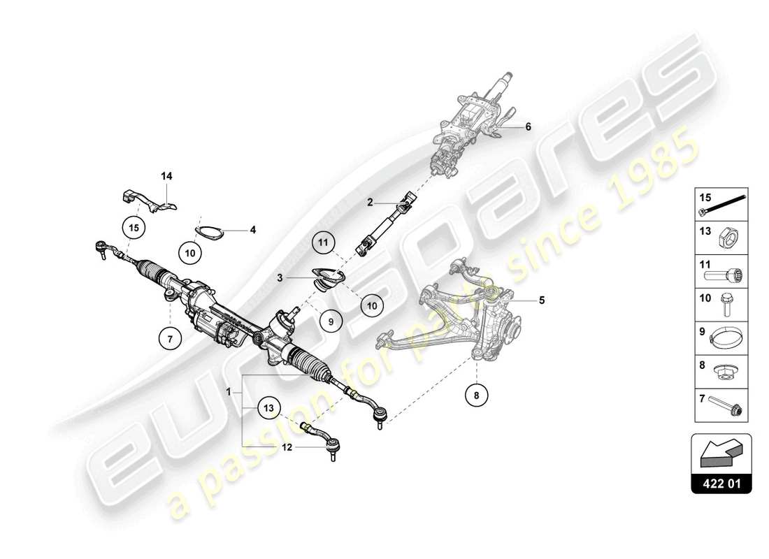 lamborghini evo spyder (2024) servolenkung - teilediagramm