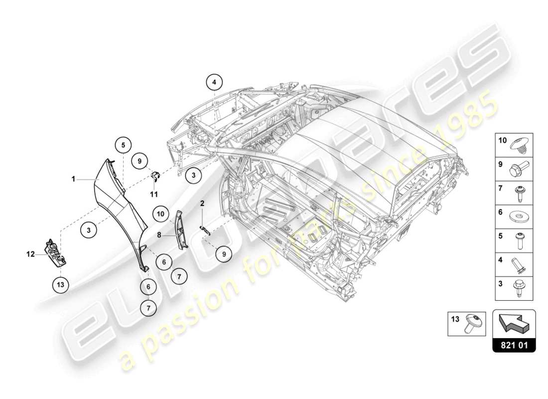 lamborghini 2022 (evo coupe 2wd) wing protector front ersatzteildiagramm
