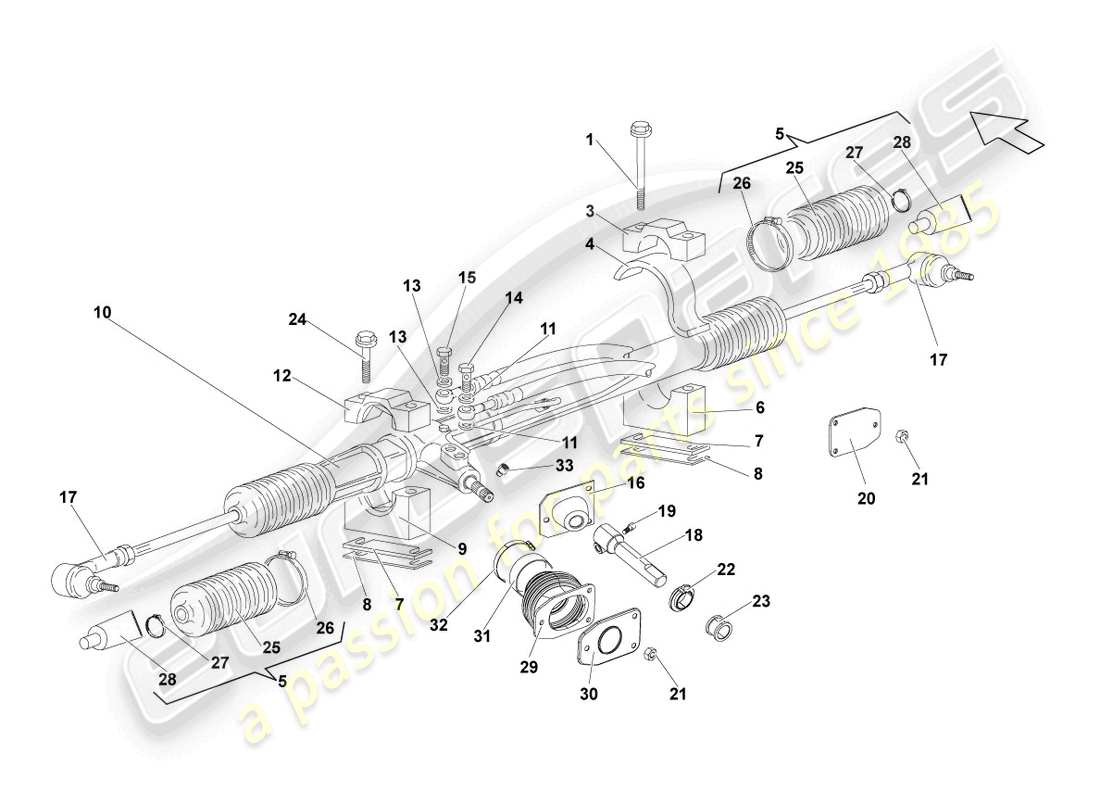 lamborghini lp550-2 coupe (2013) lenkgetriebe teilediagramm