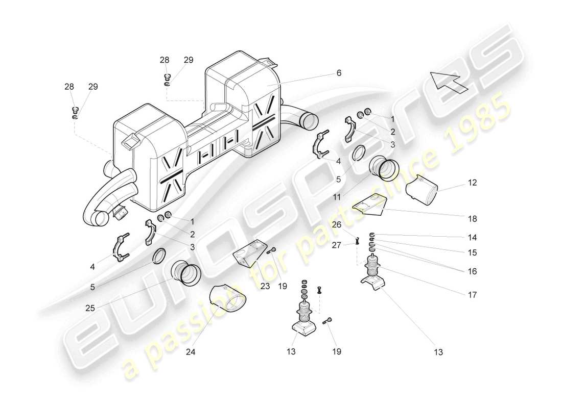 lamborghini gallardo spyder (2008) hinterer schalldämpfer ersatzteildiagramm
