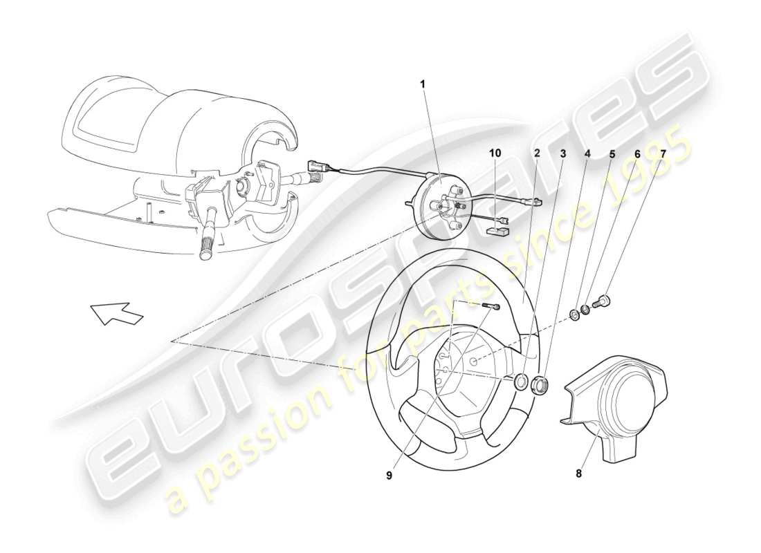 lamborghini lp640 coupe (2009) lenkrad teilediagramm