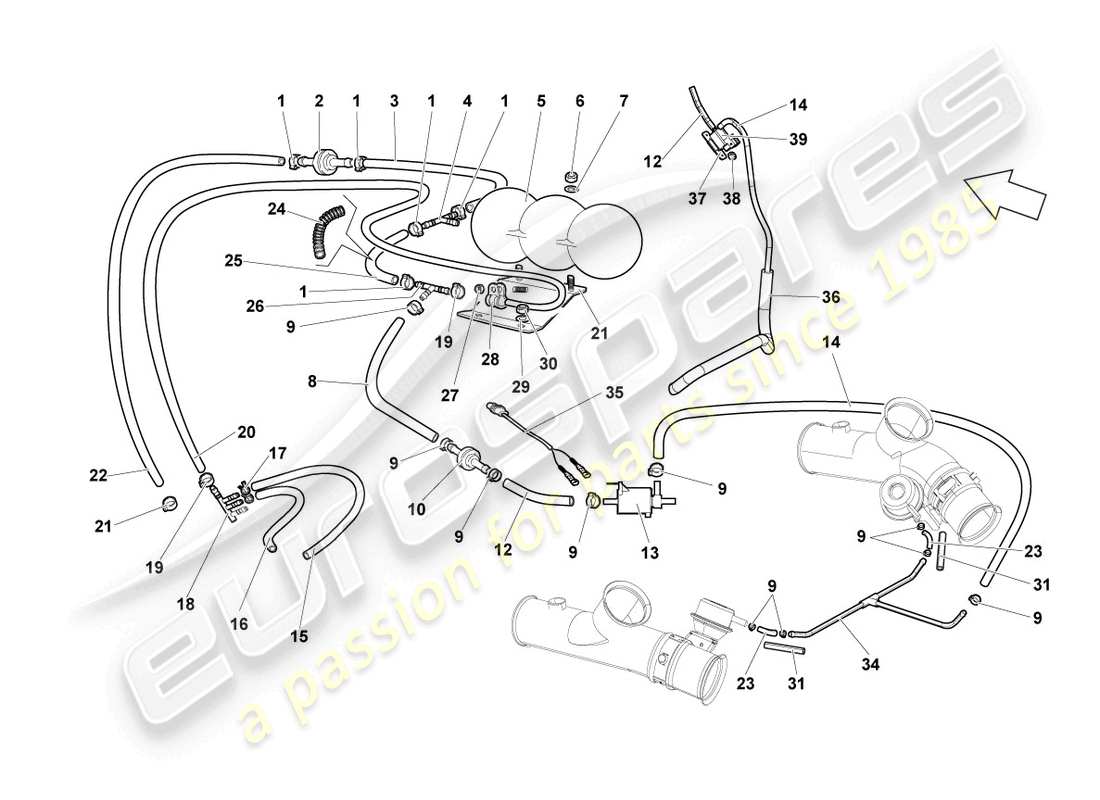 lamborghini lp640 coupe (2010) vakuumsystem teilediagramm