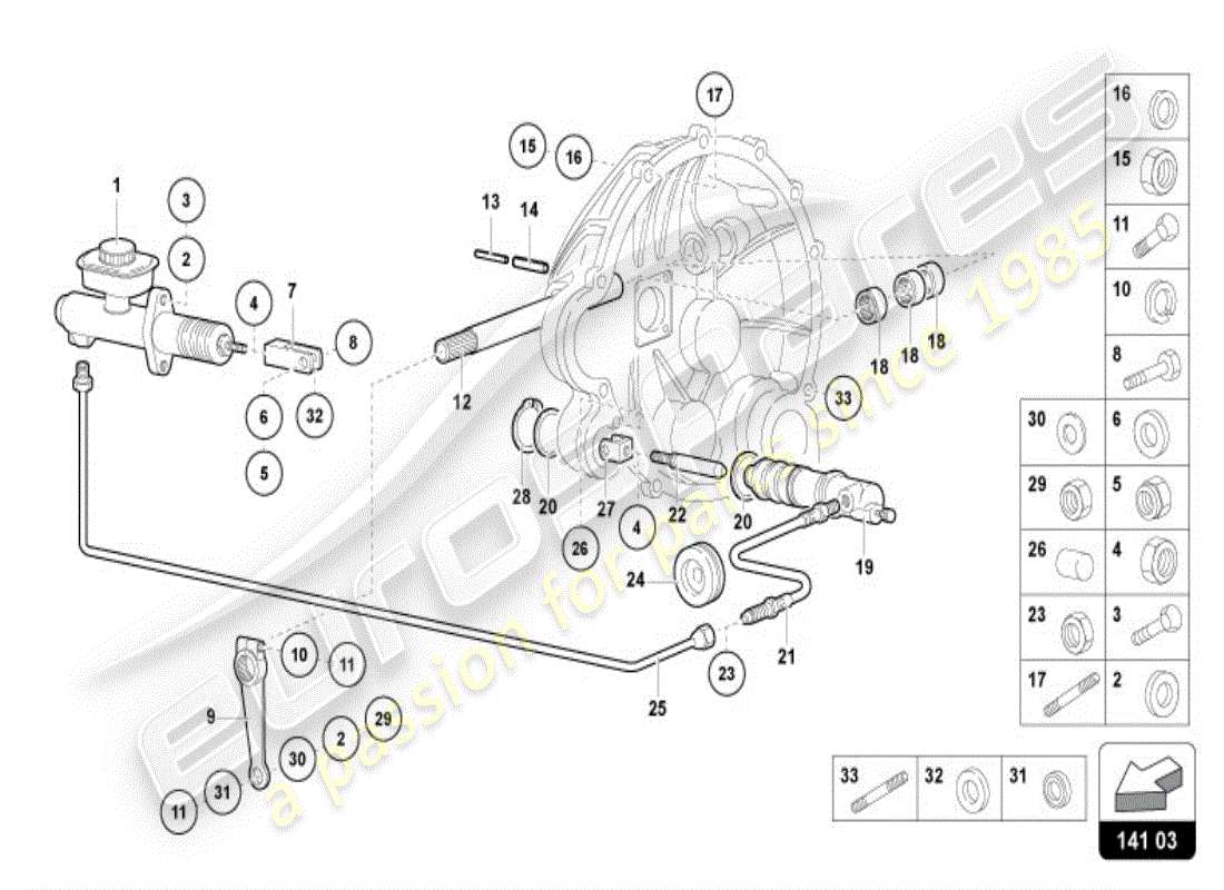 lamborghini diablo vt (1995) kupplung teilediagramm