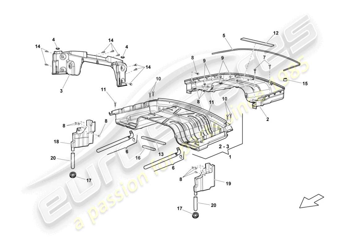 lamborghini lp550-2 spyder (2012) ersatzteildiagramm für cabrioverdeck-aufbewahrungsbox