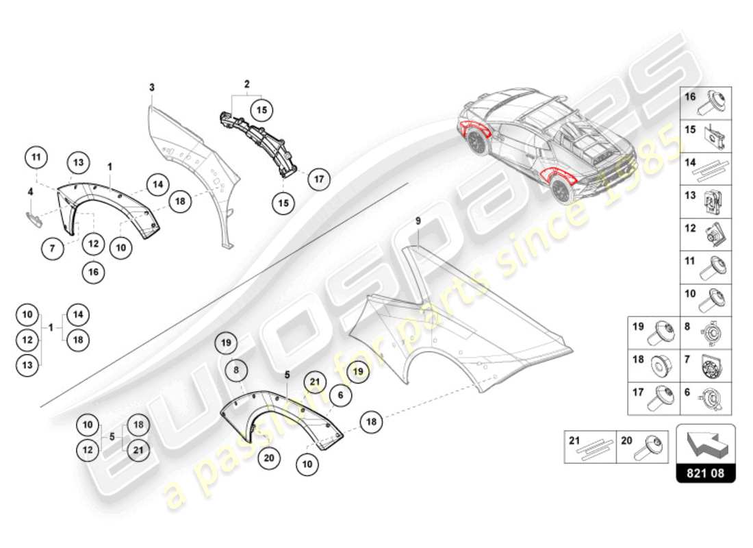 lamborghini sterrato (2024) radkastenverkleidung ersatzteildiagramm