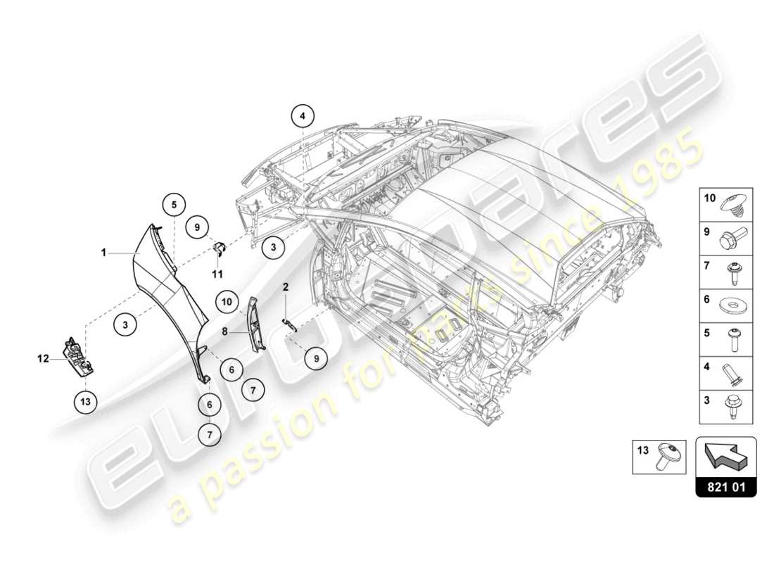 lamborghini evo spyder (2024) wing protector front ersatzteildiagramm