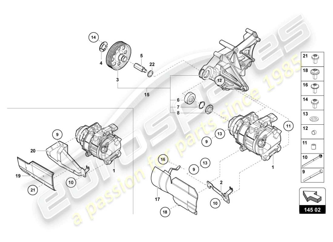 lamborghini sian roadster (2021) a/c-kompressor teilediagramm