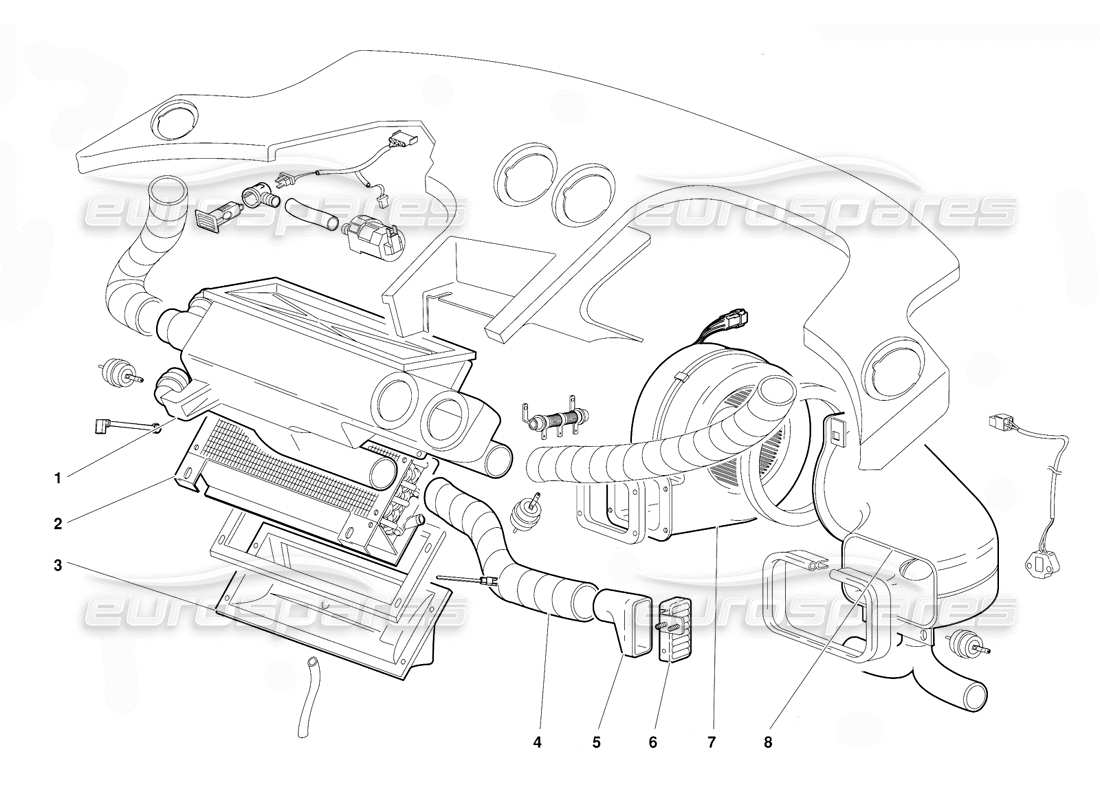 lamborghini diablo (1991) klimatisierung (gültig für gb-version - oktober 1991) teilediagramm