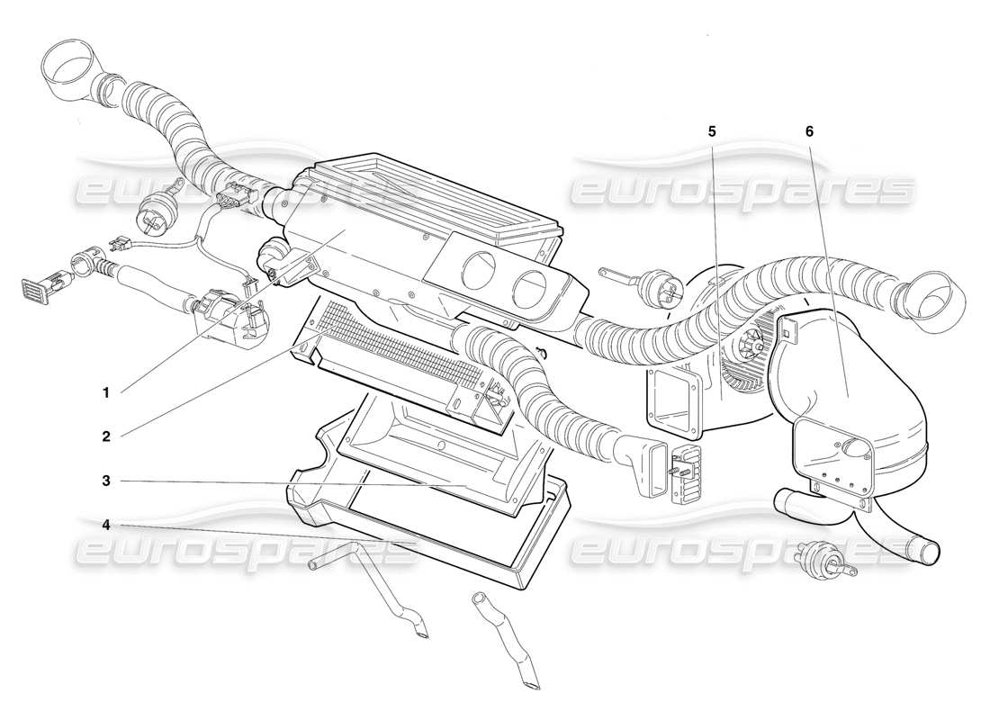 lamborghini diablo se30 (1995) klimatisierung (gültig für rh d. version - januar 1995) teilediagramm