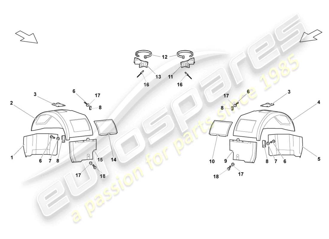 lamborghini lp640 coupe (2010) radkastenverkleidung vorne teilediagramm