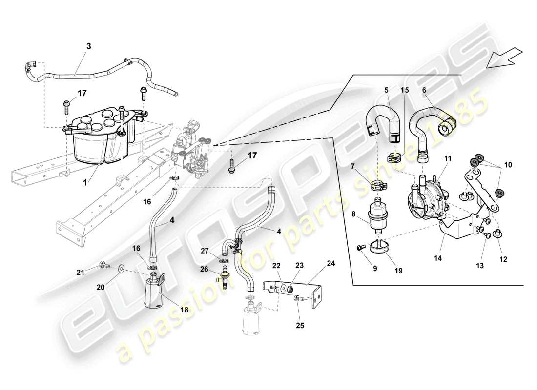 lamborghini blancpain sts (2013) aktivkohlefiltersystem teilediagramm