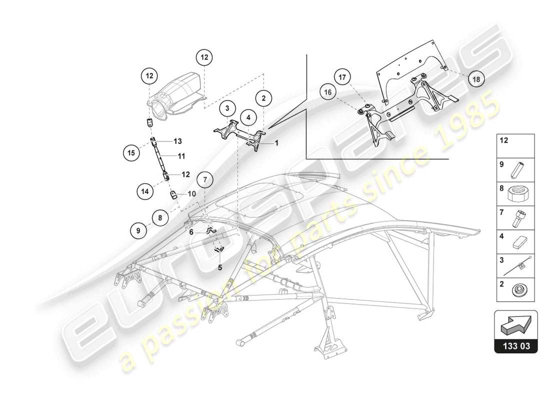 lamborghini super trofeo evo 2 (2022) airscoop support ersatzteildiagramm