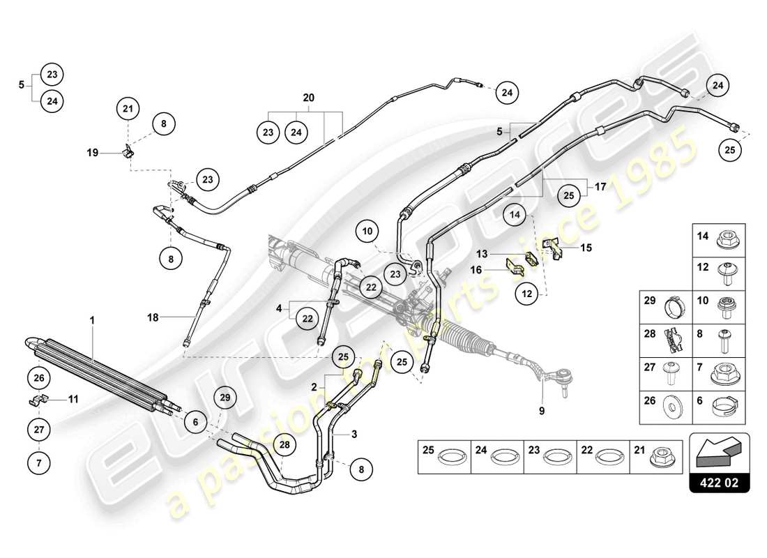 lamborghini 2022 (ultimae roadster) servolenkung - teilediagramm