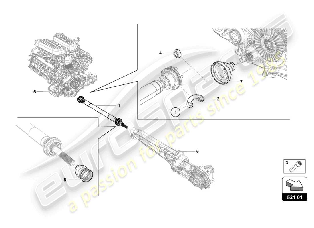 lamborghini evo coupe (2023) antriebswelle teilediagramm