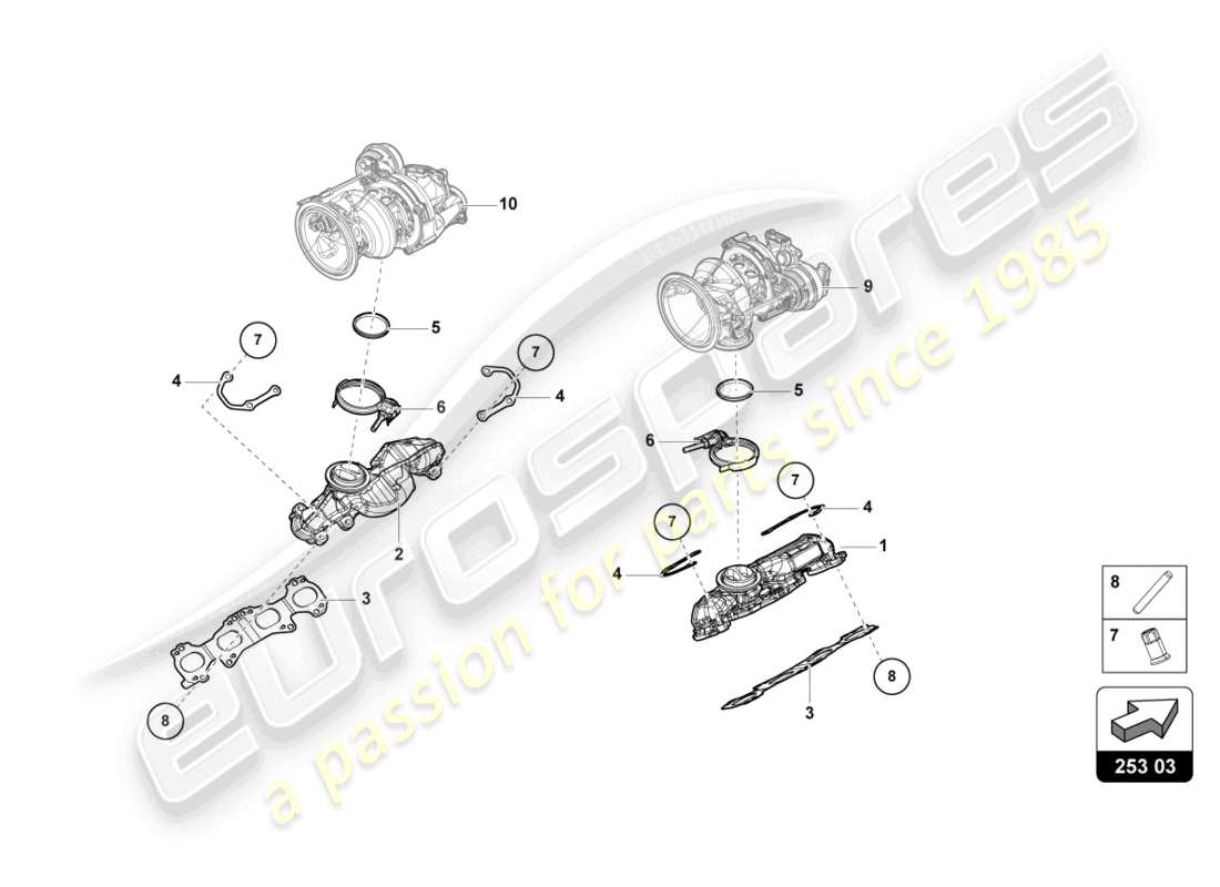 lamborghini urus (2019) auspuffkrümmer ersatzteildiagramm
