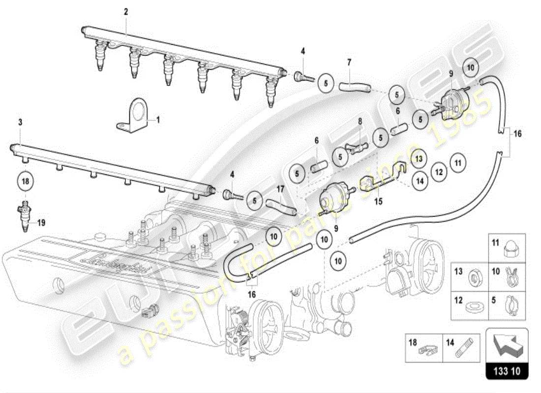 lamborghini diablo vt (1995) kraftstoffsystem teilediagramm