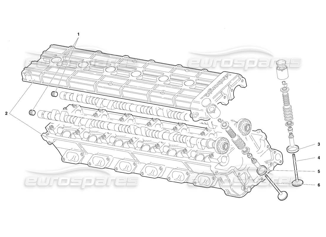 lamborghini diablo se30 (1995) rechter zylinderkopf (gültig für kanada – januar 1995) teilediagramm