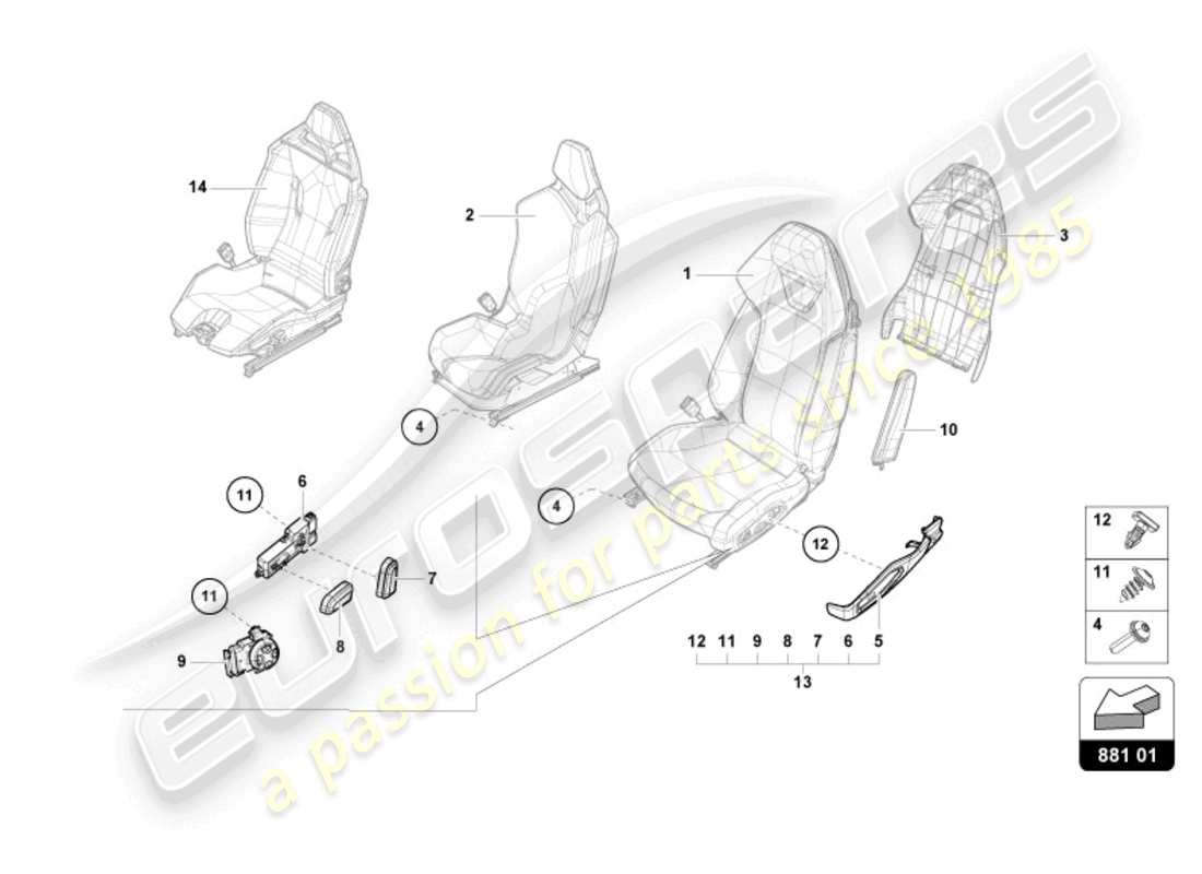 lamborghini evo spyder (2024) sitz teilediagramm