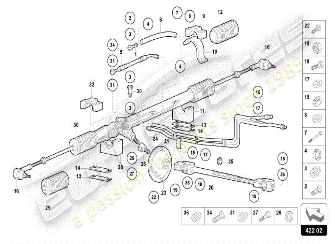 lamborghini diablo vt (1995) lenkstange - ersatzteildiagramm