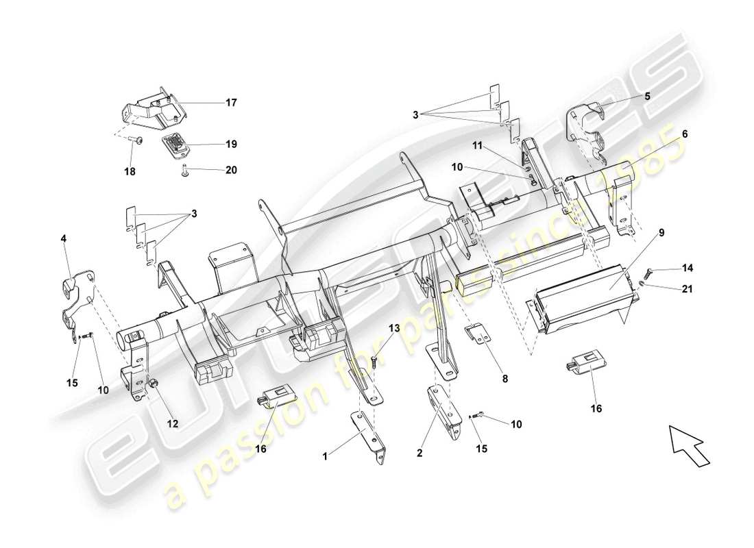 lamborghini blancpain sts (2013) quertraeger für armaturenbrett ersatzteildiagramm