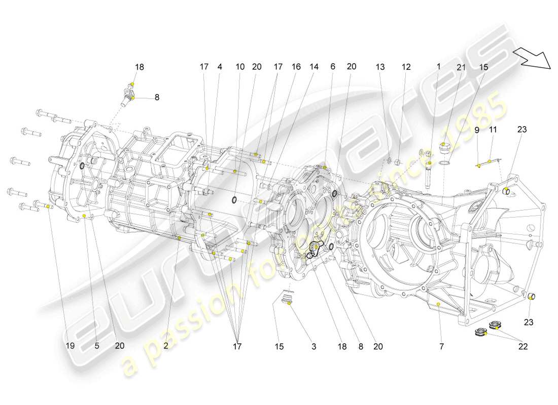 lamborghini superleggera (2008) getriebegehäuse ersatzteildiagramm