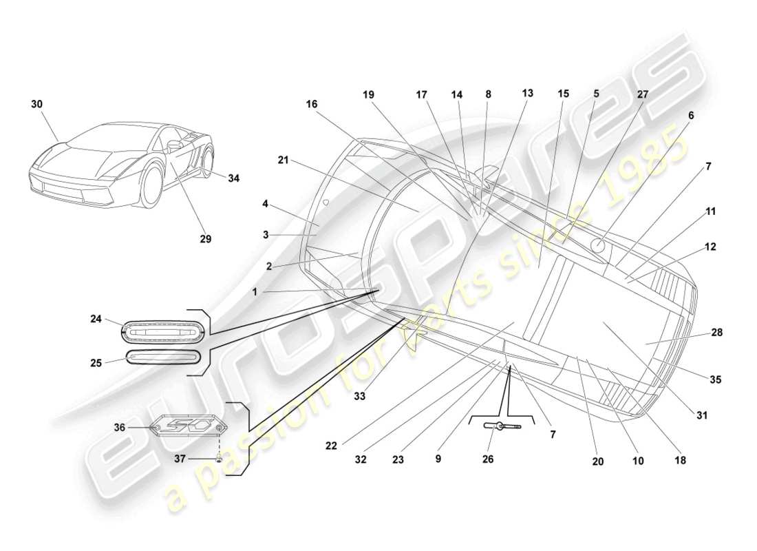 lamborghini blancpain sts (2013) typenschilder ersatzteil-diagramm