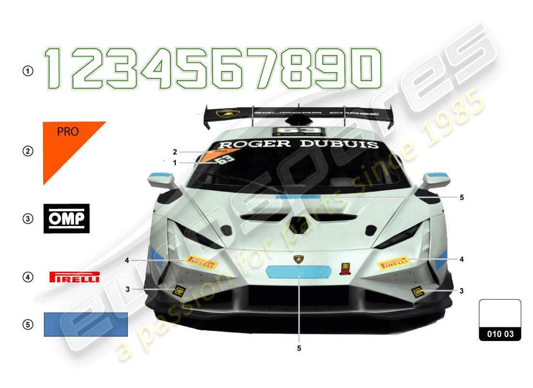 lamborghini 2022 (super trofeo evo 2) aufkleber ersatzteil-diagramm