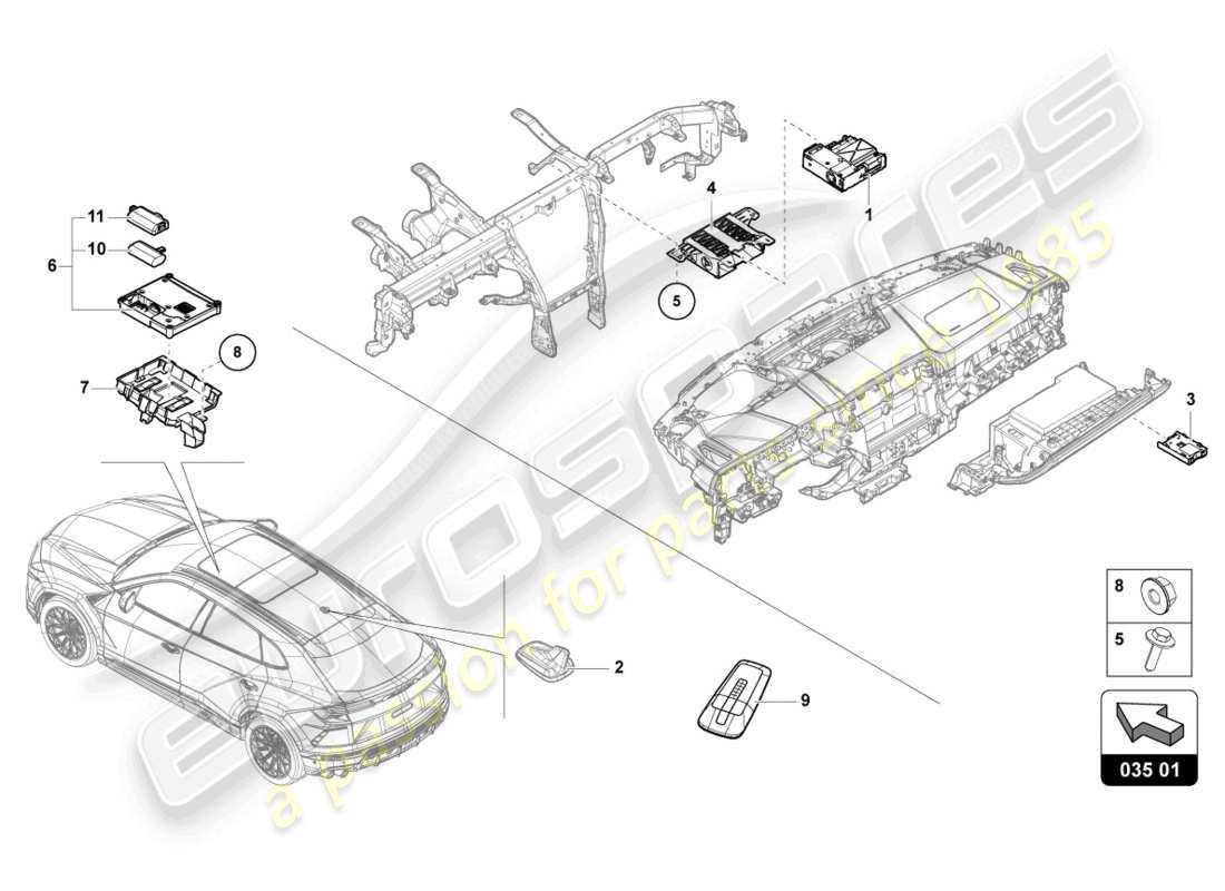 lamborghini urus (2021) steuergerät für informationselektronik ersatzteilliste