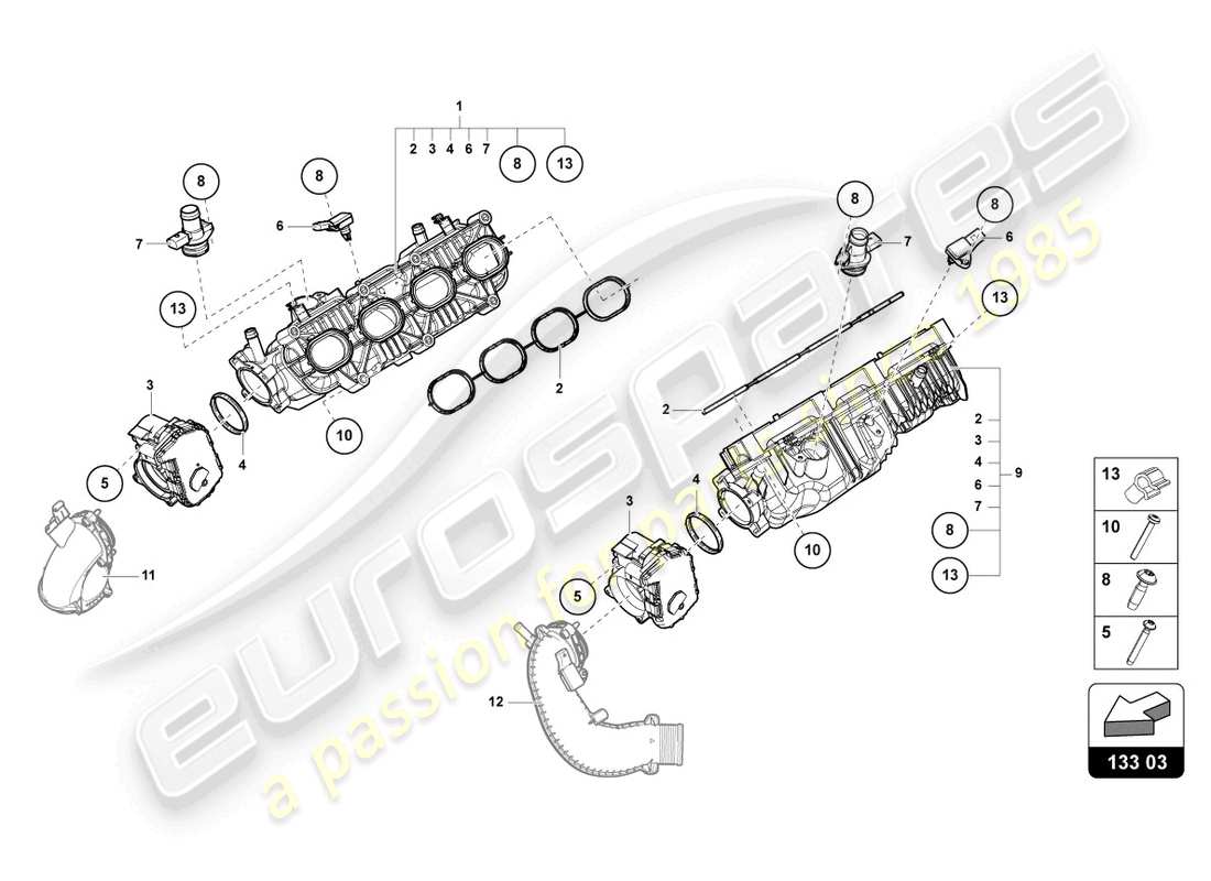 lamborghini urus (2022) ansaugkrümmer - teilediagramm