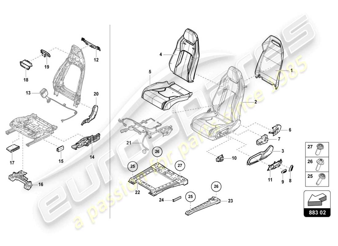 ein teilediagramm aus dem teilekatalog lamborghini urus (2020)