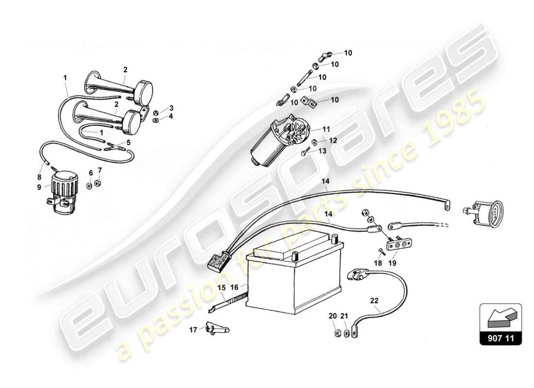 eine teilezeichnung aus dem lamborghini countach 25th anniversary (1989) teilekatalog