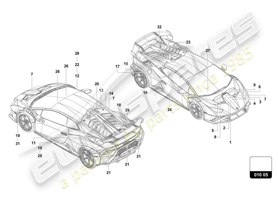 lamborghini 2022 (sto) beschriften/beschriftungen ersatzteil-diagramm
