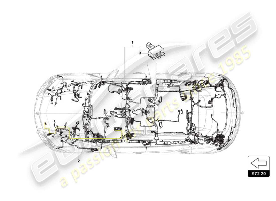 lamborghini urus (2020) kabelbaum für den innenraum teilediagramm