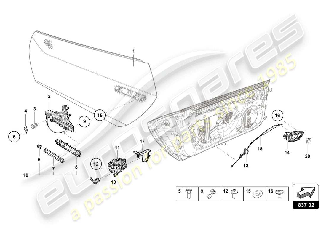 lamborghini 2021 (evo coupe) türgriffe ersatzteildiagramm