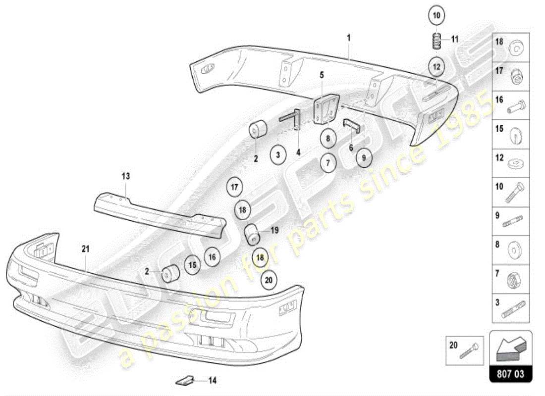lamborghini diablo vt (1996) stoßstange, komplett ersatzteildiagramm