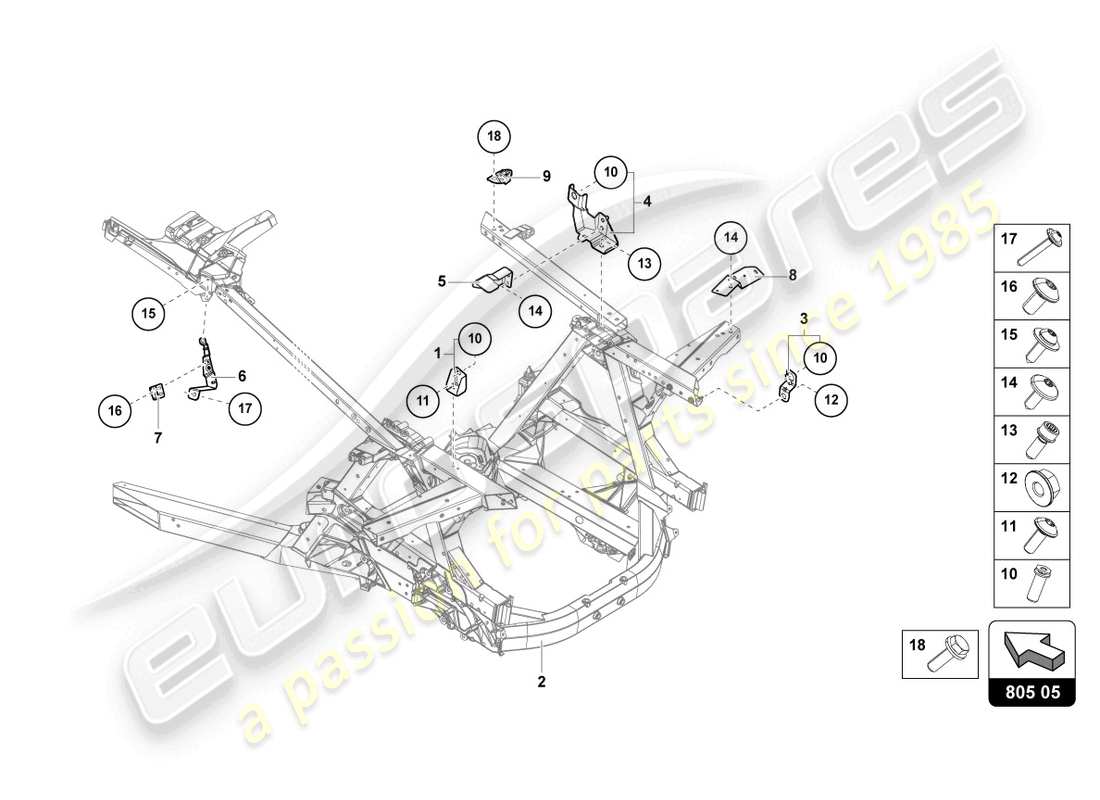 lamborghini sto (2024) chassis seite, hinten teilediagramm