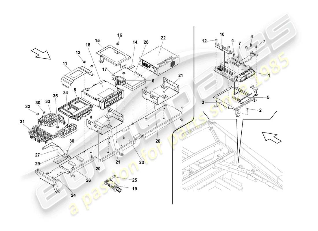 lamborghini blancpain sts (2013) steuergeräte ersatzteildiagramm